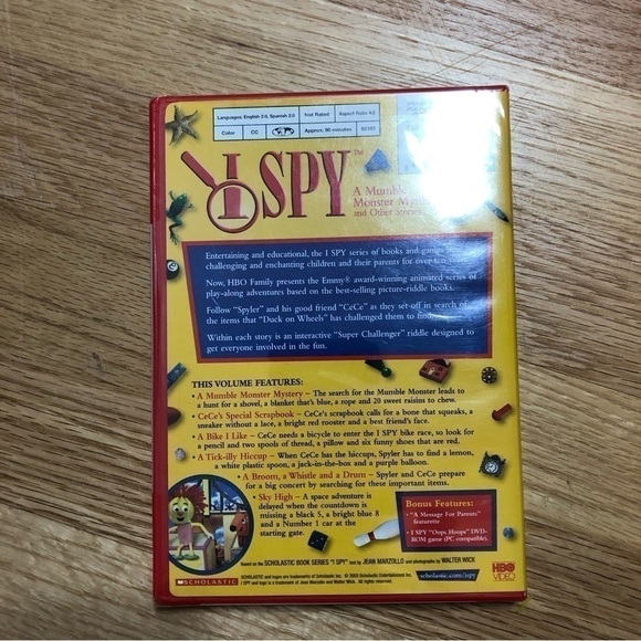 I Spy A Mumble Monster Mystery DVD NEW Yellow Red Scholastic - Picture 3 of 3
